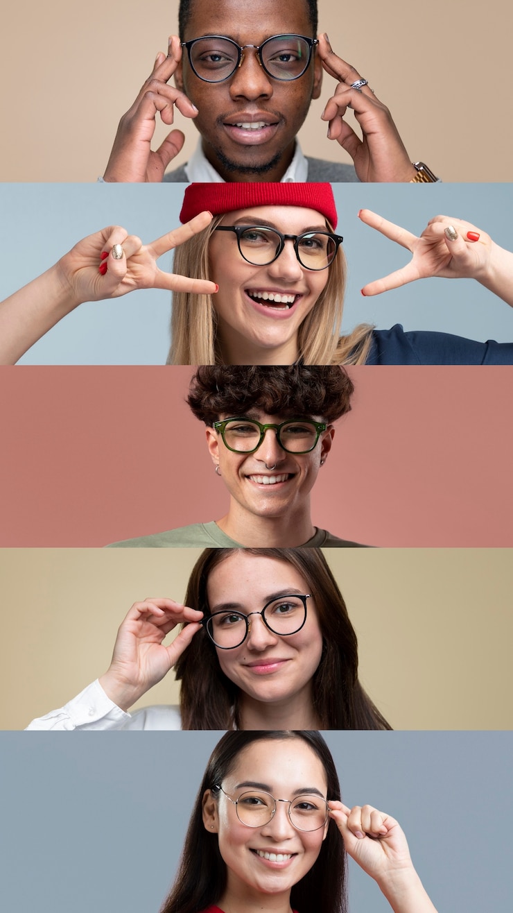 Free Photo people with glasses collage
