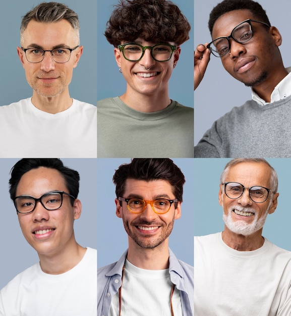 People with glasses collage