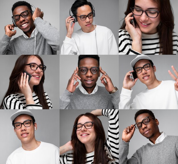 People with glasses collage