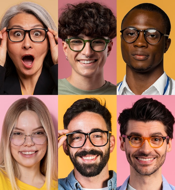 People with glasses composition
