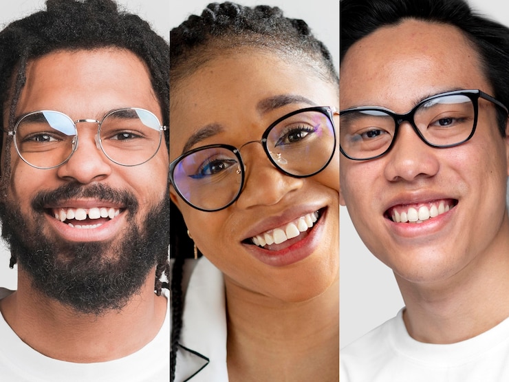Free Photo people with glasses composition