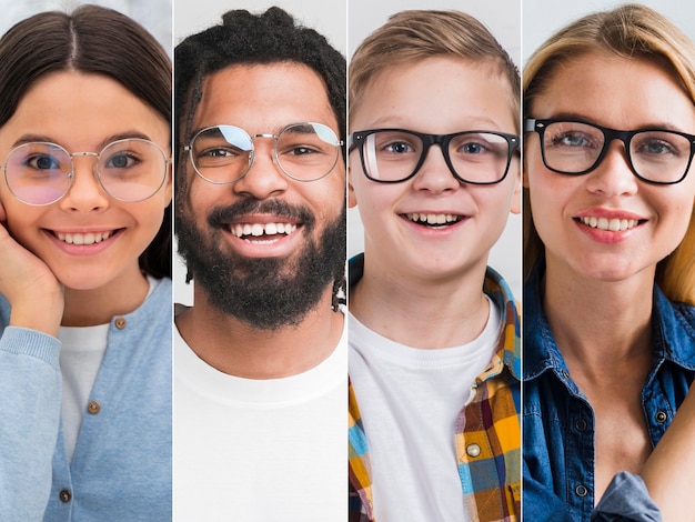 People with glasses composition