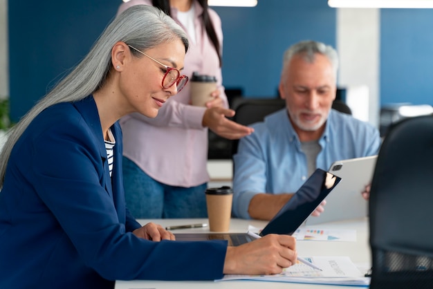 People working as a team company