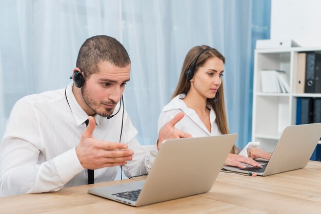 People working in call center