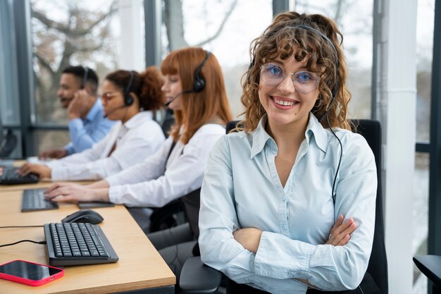 People working in call center