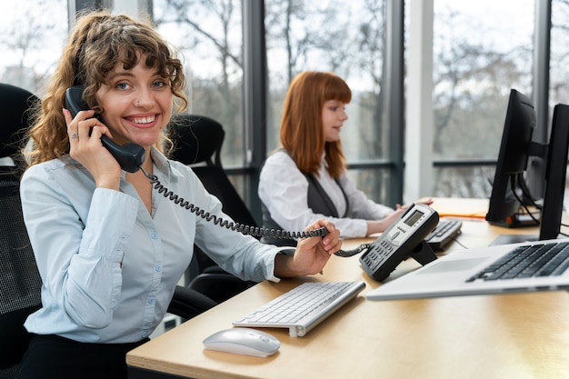 people working in call center