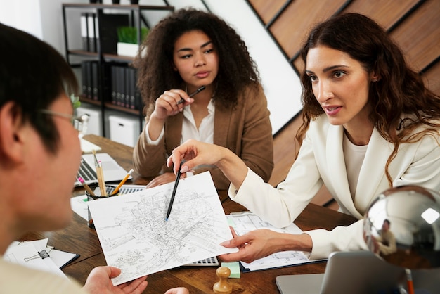 People working in elegant and cozy office space