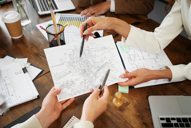 People working in elegant and cozy office space