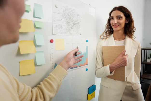 People working in elegant and cozy office space