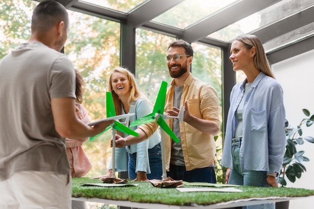 People working in tech brand together