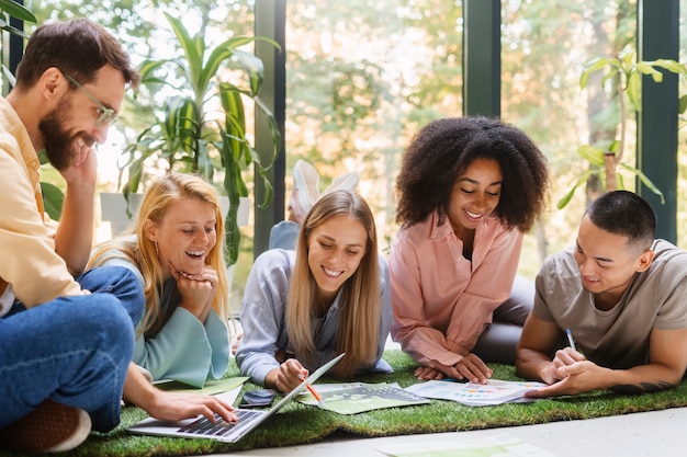 People working in tech brand together