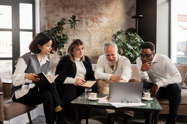 People working in their office