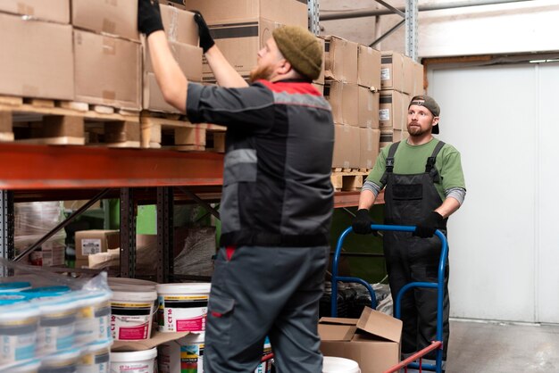 People working together in an warehouse