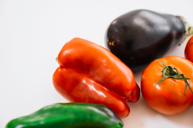 Peppers, aubergine and tomato