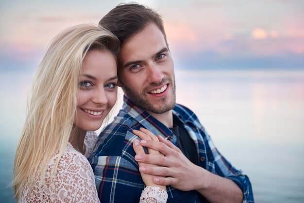 Perfect couple spending time on the beach