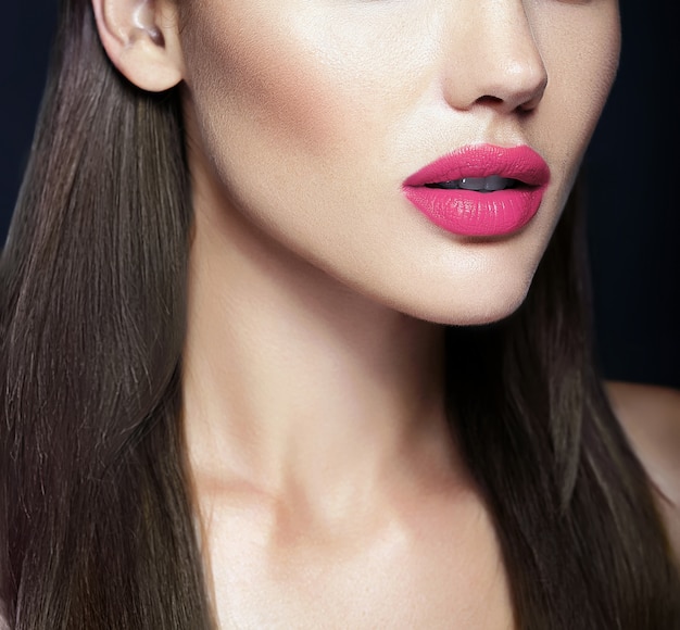 Perfect pink Lips of sexy beautiful woman model