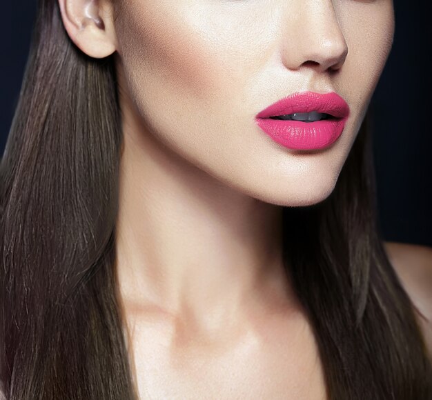 Perfect pink Lips of sexy beautiful woman model