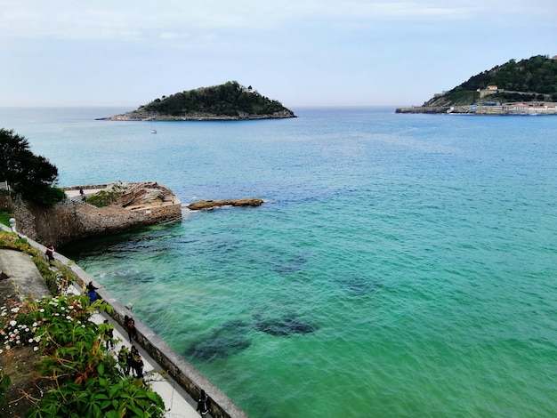 Perfect scenery of a tropical beach in San Sebastian resort town, Spain