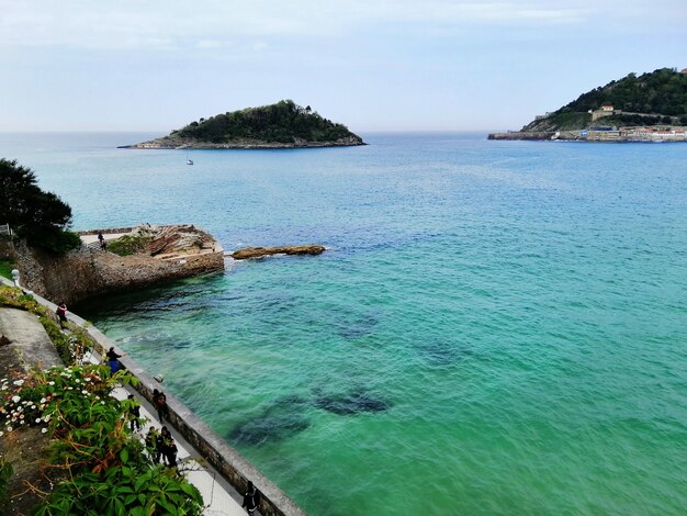 Perfect scenery of a tropical beach in San Sebastian resort town, Spain