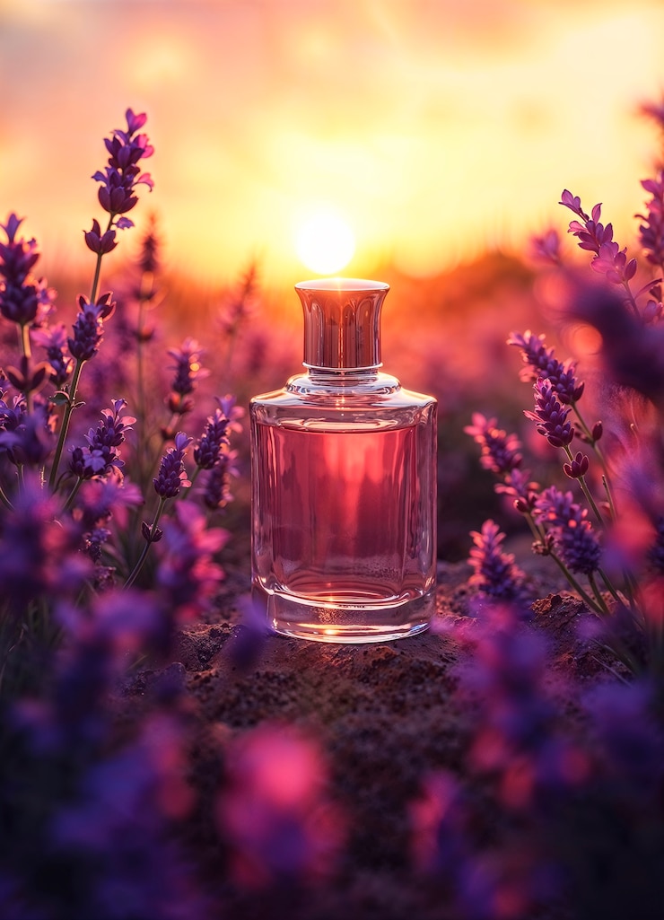 Free Photo perfume bottle in nature