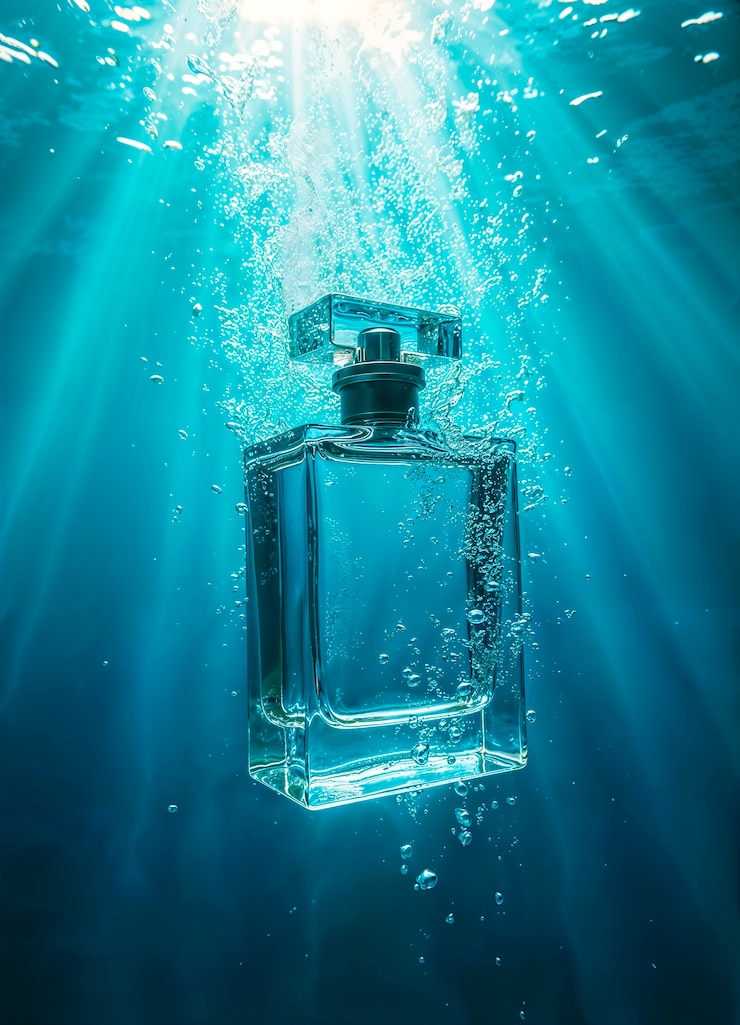 Free Photo perfume bottle in nature