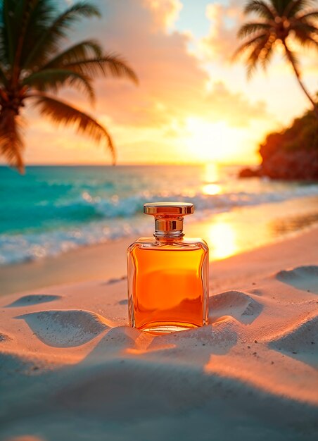 Perfume bottle in nature