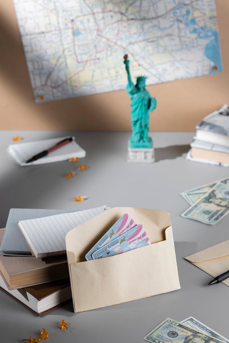 Free Photo permanent resident cards in envelope arangement
