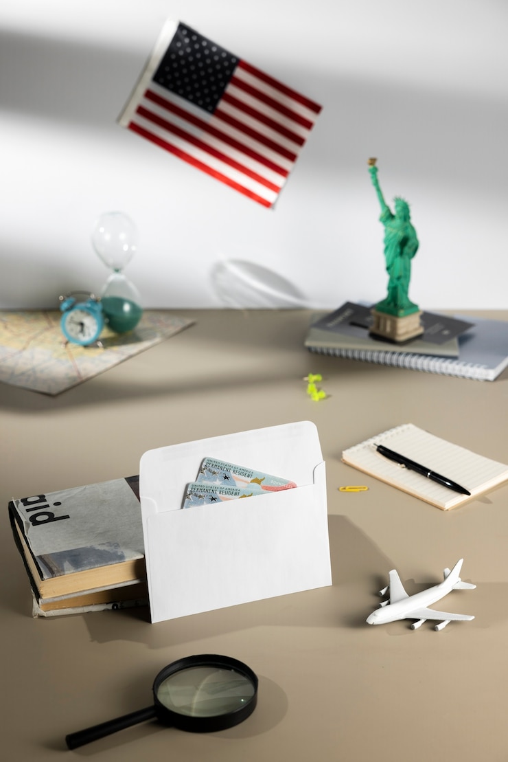 Free Photo permanent resident cards in envelope