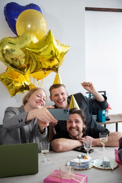 Person celebrating birthday at office