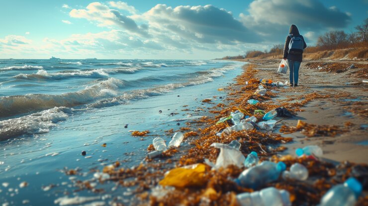 Free Photo person cleaning nature for earth day