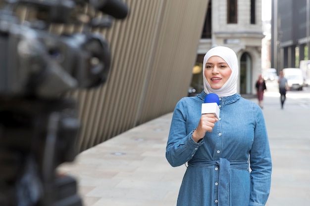 Free photo person conducting an interview