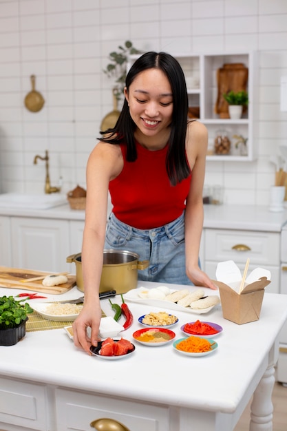 Person cooking japanese food