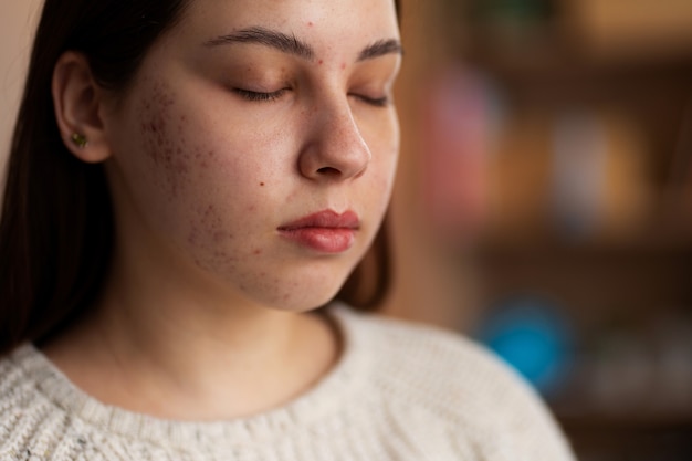 Foto gratuita persona che si occupa di rosacea