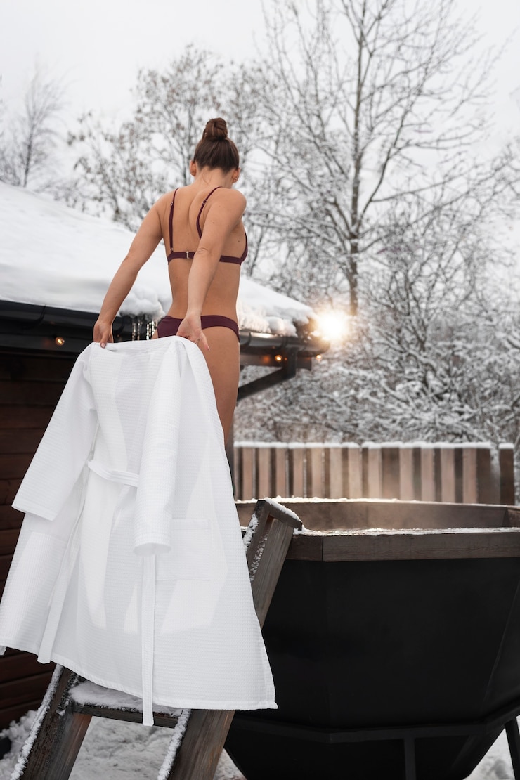 Free Photo person doing cold exposure treatment