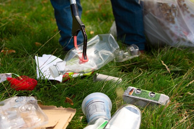 Person doing community service by collecting trash