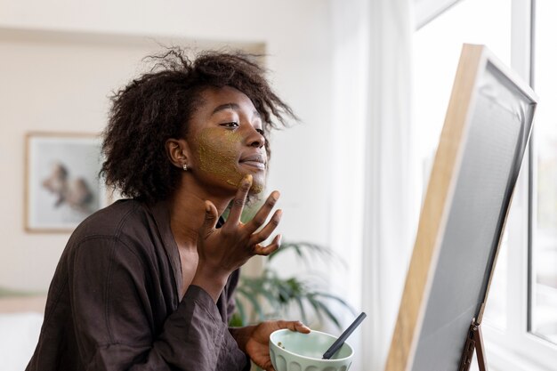 Person doing selfcare beauty treatments