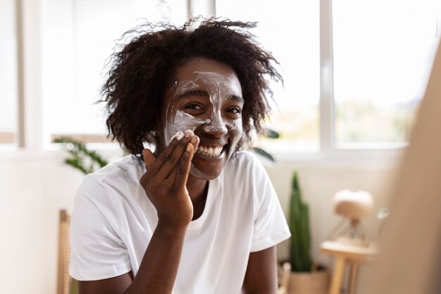 Person doing selfcare beauty treatments