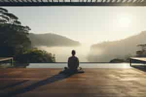 Free photo person doing yoga in nature