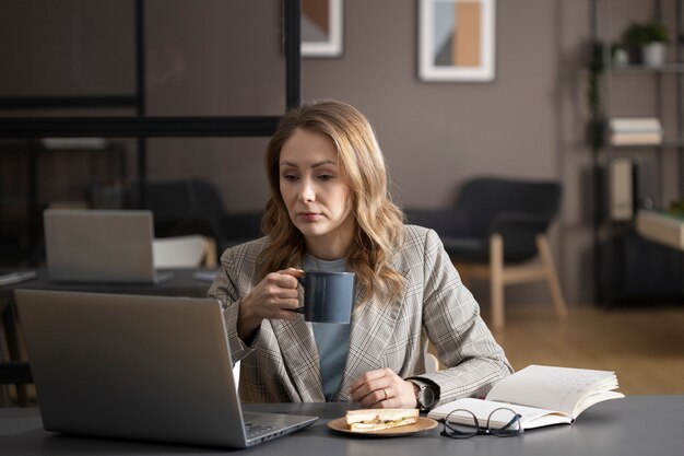 Person drinking beverage while in break time