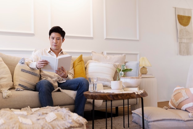 Person enjoying relaxing time at home