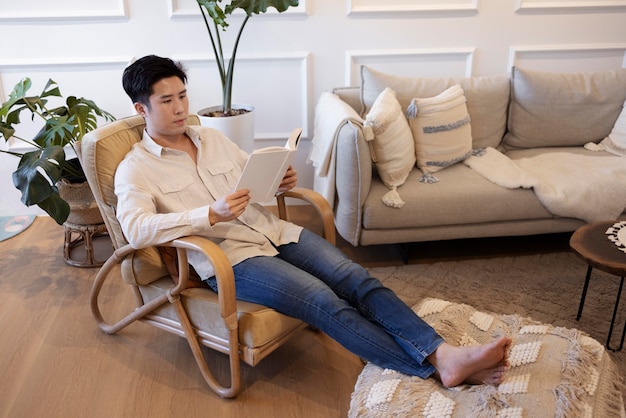 Person enjoying relaxing time at home