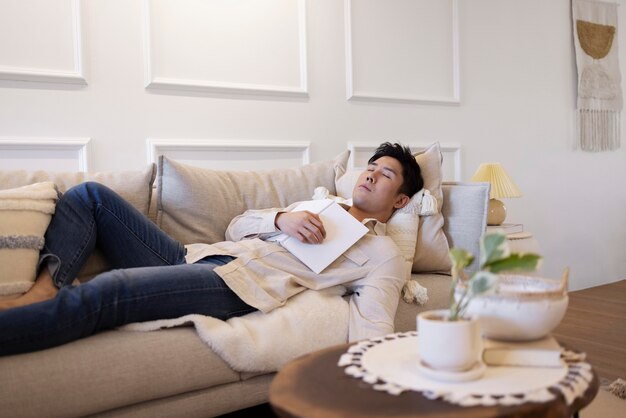 Person enjoying relaxing time at home