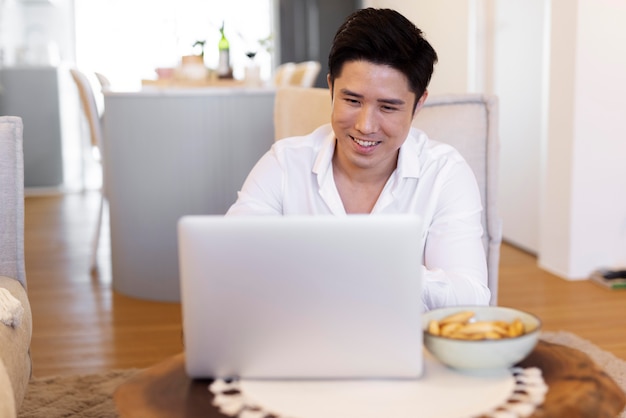 Person enjoying relaxing time at home