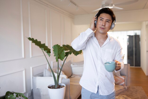 Person enjoying relaxing time at home