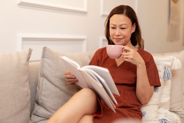 Person enjoying relaxing time at home