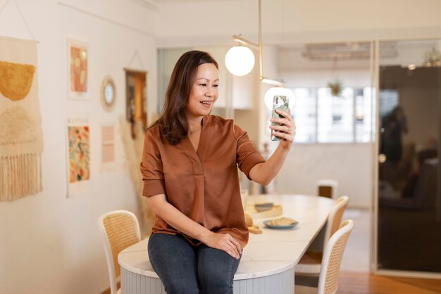 Person enjoying relaxing time at home