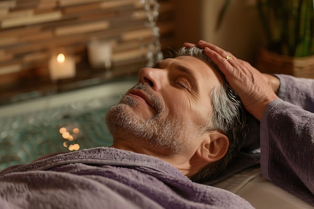 Person enjoying a scalp massage at spa