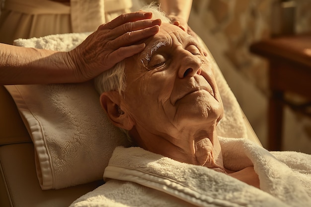 Free photo person enjoying a scalp massage at spa