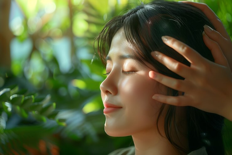 무료 Photo 스파 에서 두피 마사지를 즐기는 사람
