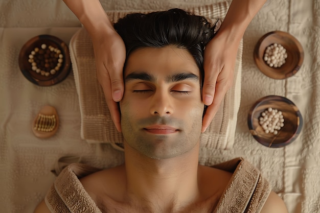 Free photo person enjoying a scalp massage at spa